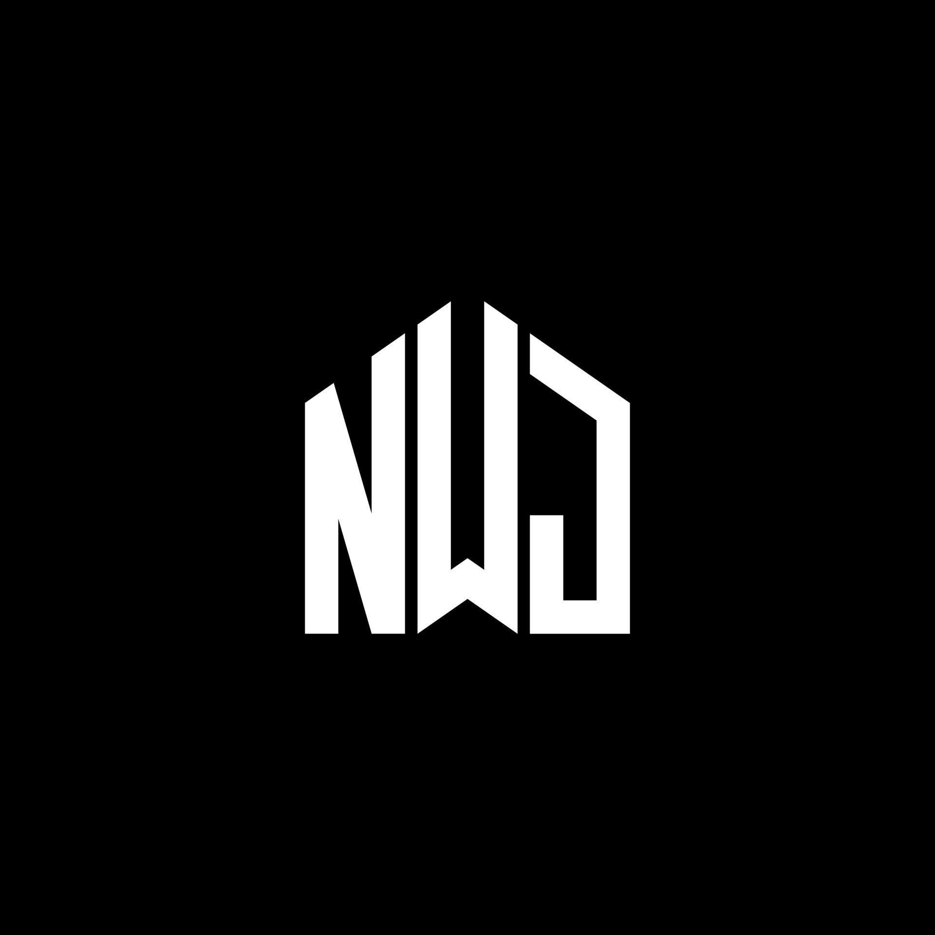 NWJ letter logo design on BLACK background. NWJ creative initials ...