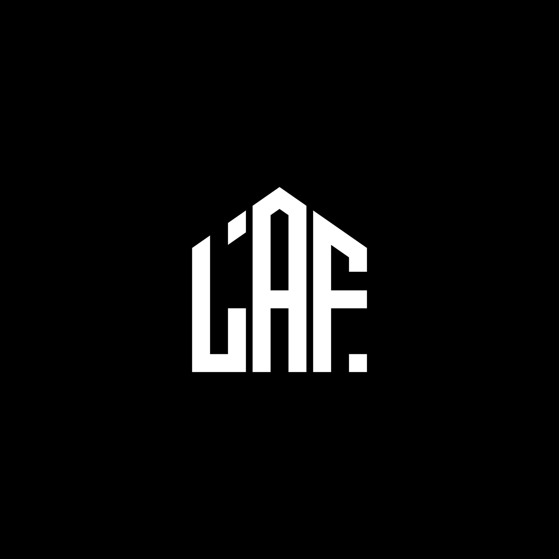 LAF letter logo design on BLACK background. LAF creative initials