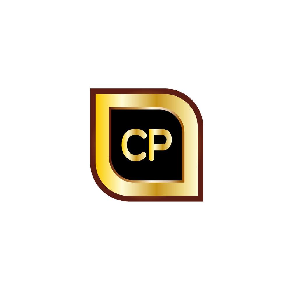 CP letter circle logo design with gold color vector