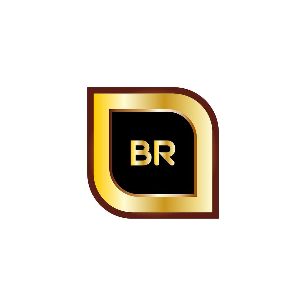 BR letter circle logo design with gold color vector
