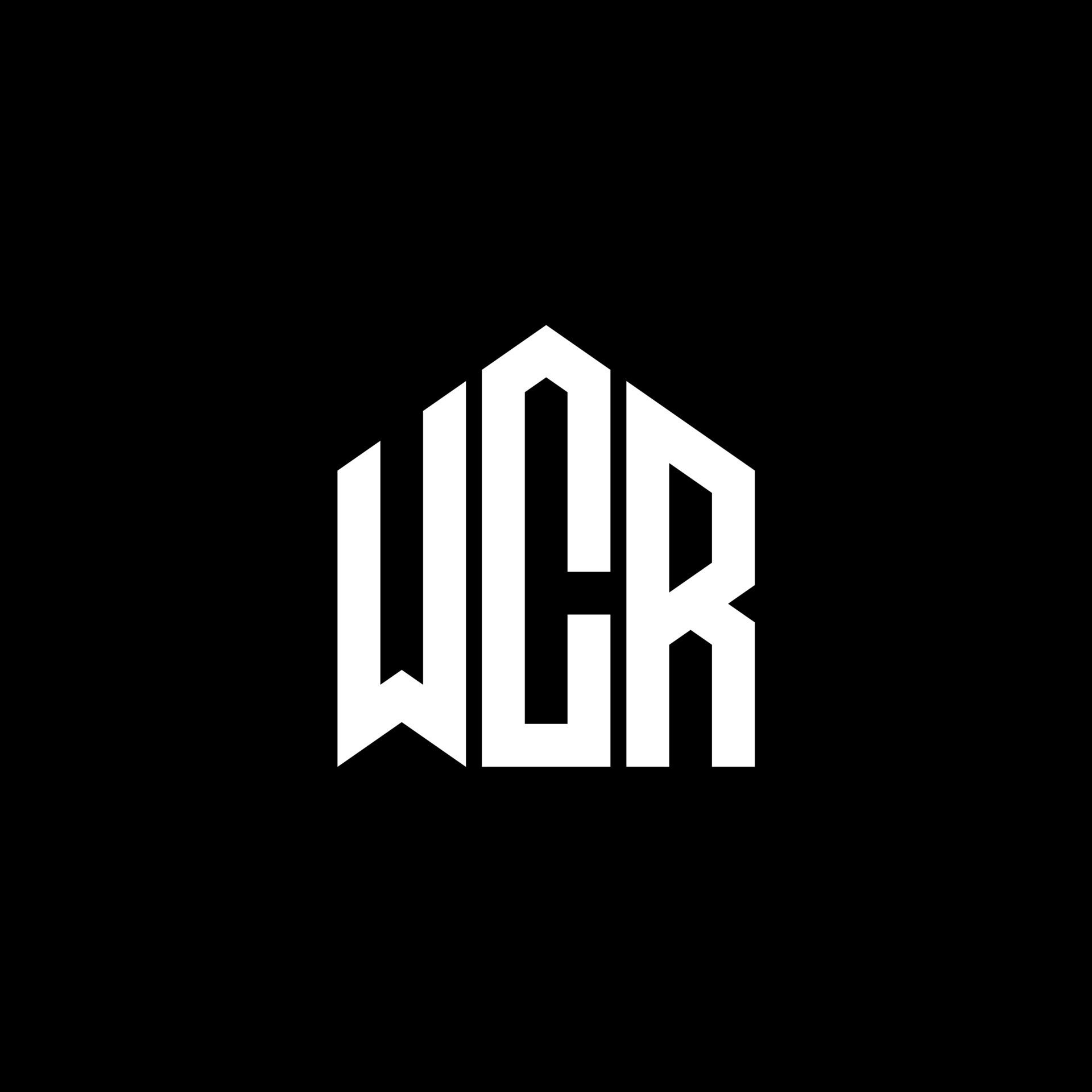 WCR letter logo design on BLACK background. WCR creative initials