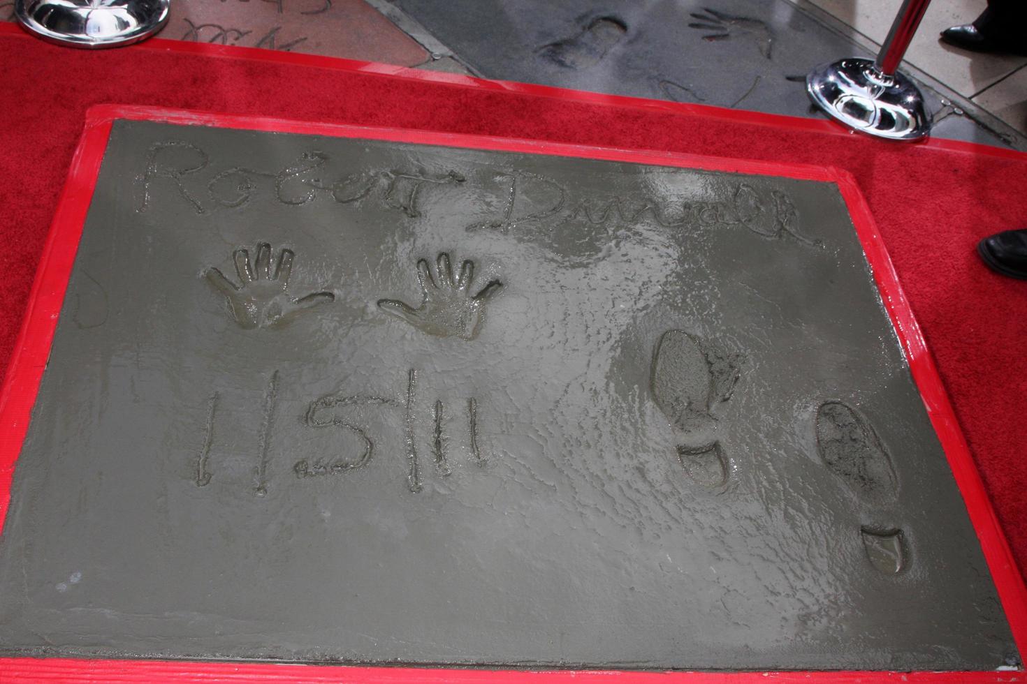 LOS ANGELES, JAN 5 - Robert Duvall s Handprints and Footprints at the Robert Duvall Hand and Footprint Ceremony at Grauman s Chinese Theater on January 5, 2011 in Los Angeles, CA photo