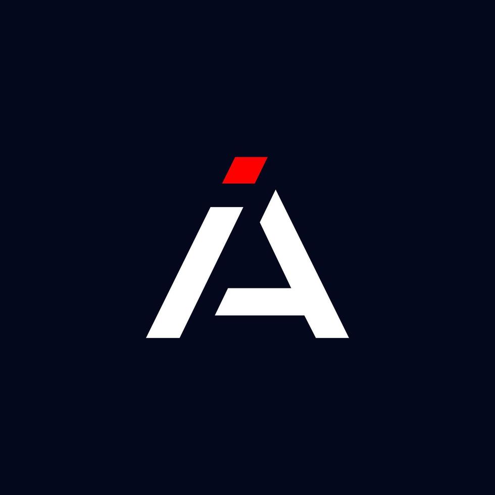 ia letter logo design with white and red color vector