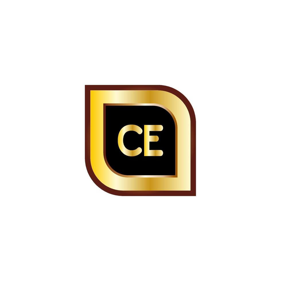 CE letter circle logo design with gold color vector