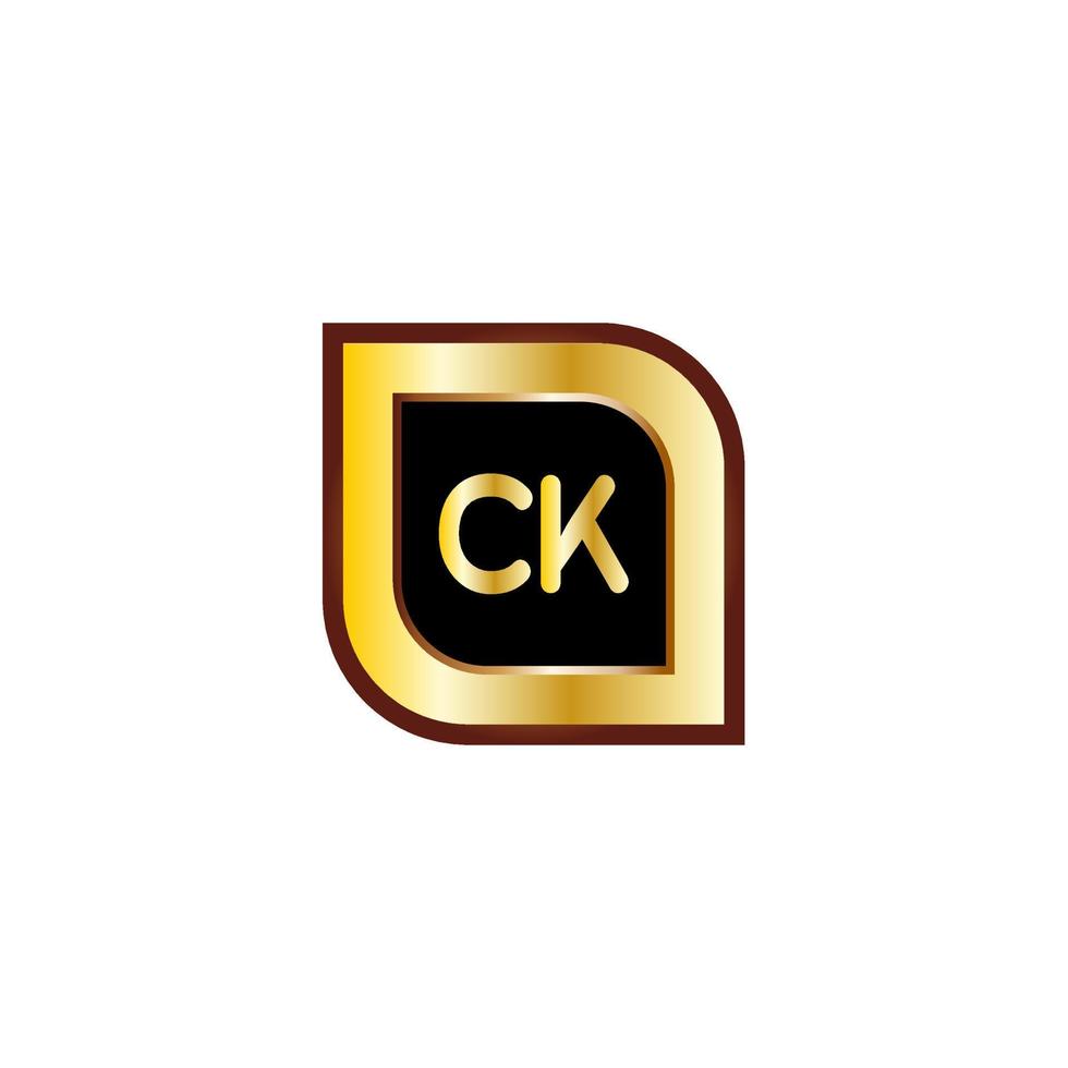 CK letter circle logo design with gold color vector