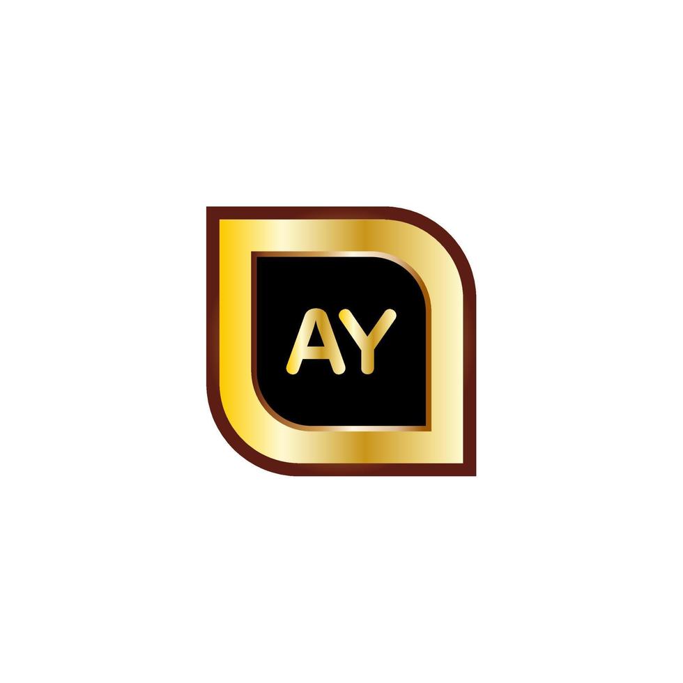 AY letter circle logo design with gold color vector