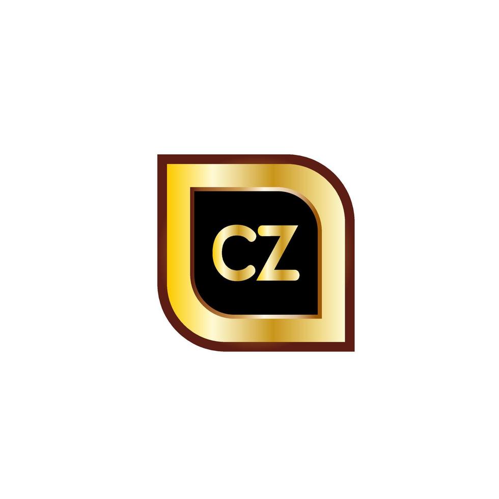 diseño de logotipo de círculo de letras cz con color dorado vector