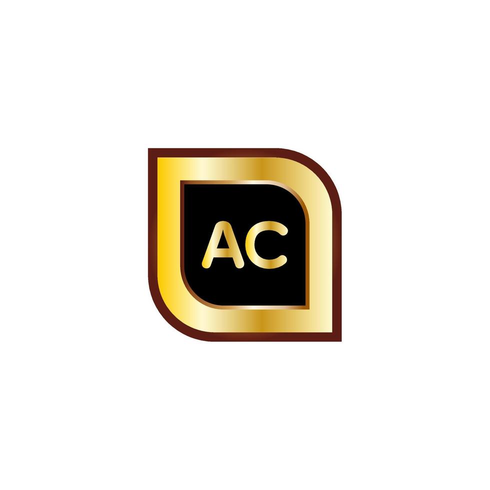 AC letter circle logo design with gold color vector