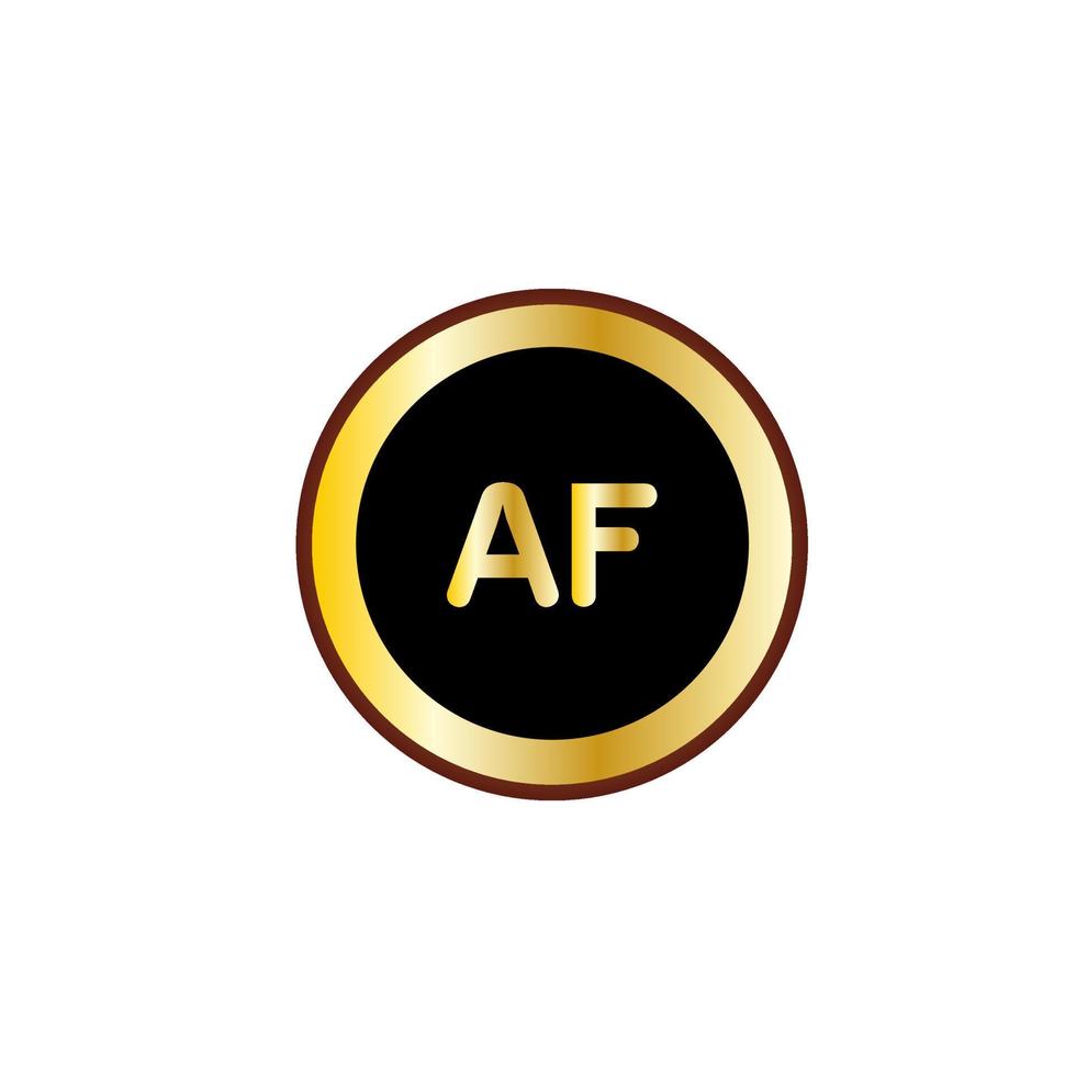 diseño de logotipo de círculo de letras af con color dorado vector