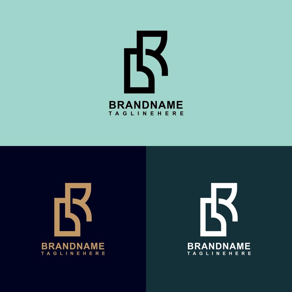 creative br, rb letter logo diseño vectorial con tres colores vector