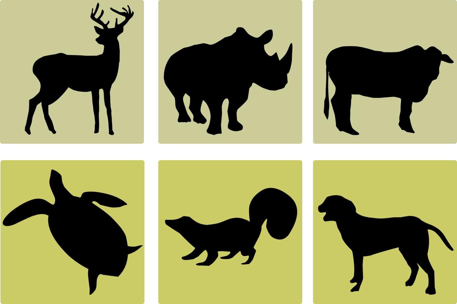 Ilustraciones de silueta animales coleccion vector