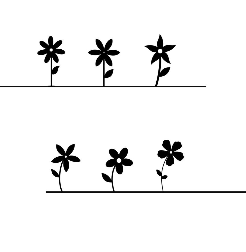 diseño de ilustraciones de conjunto de flores de silueta vector