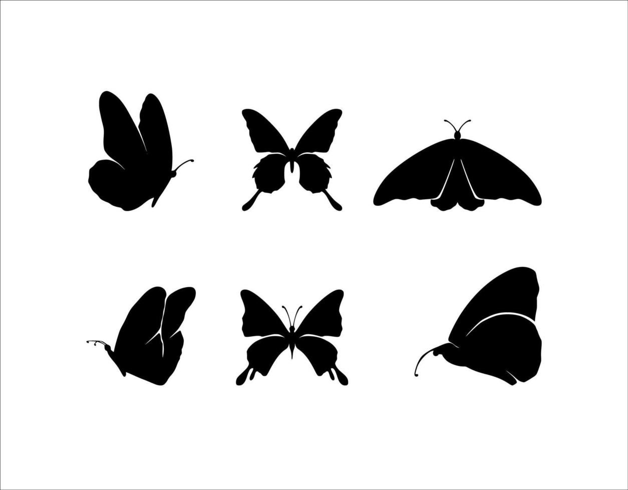 colección de ilustraciones de silueta de mariposa vector