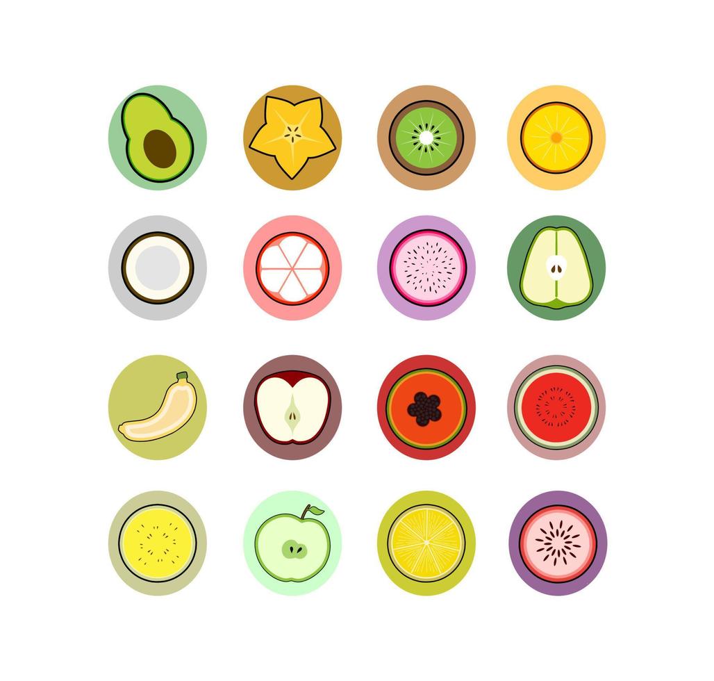 diseño de fruta de rebanada de conjunto de iconos vector