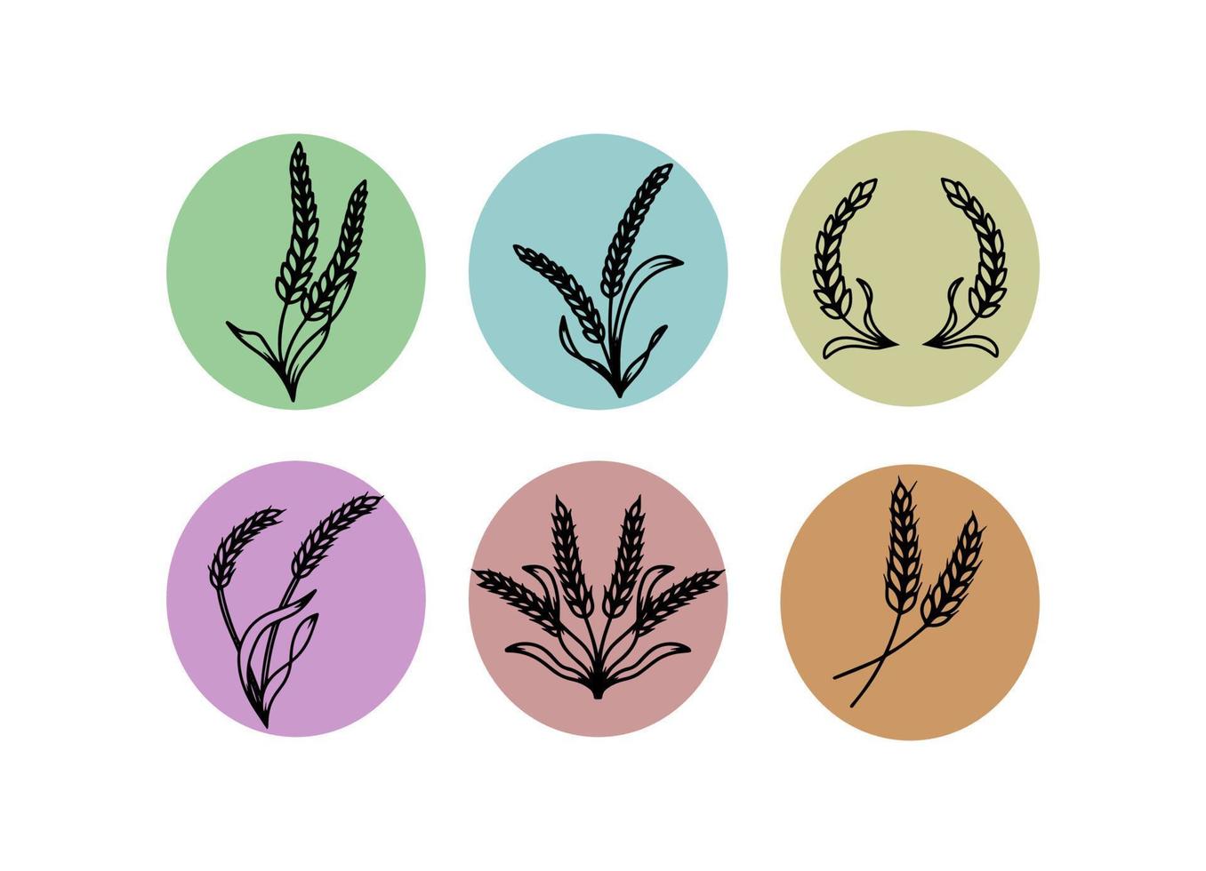 Icon Set in Silhouette Wheat Harvest vector