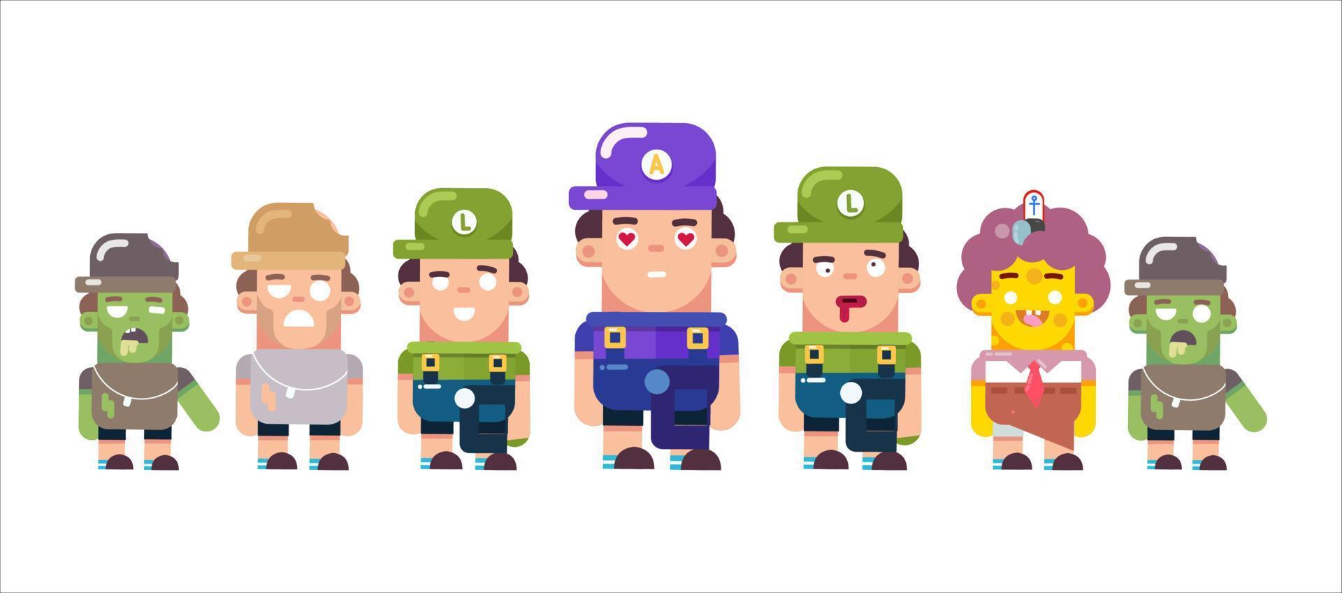 Collection of Boys Cartoon Zombi Character vector