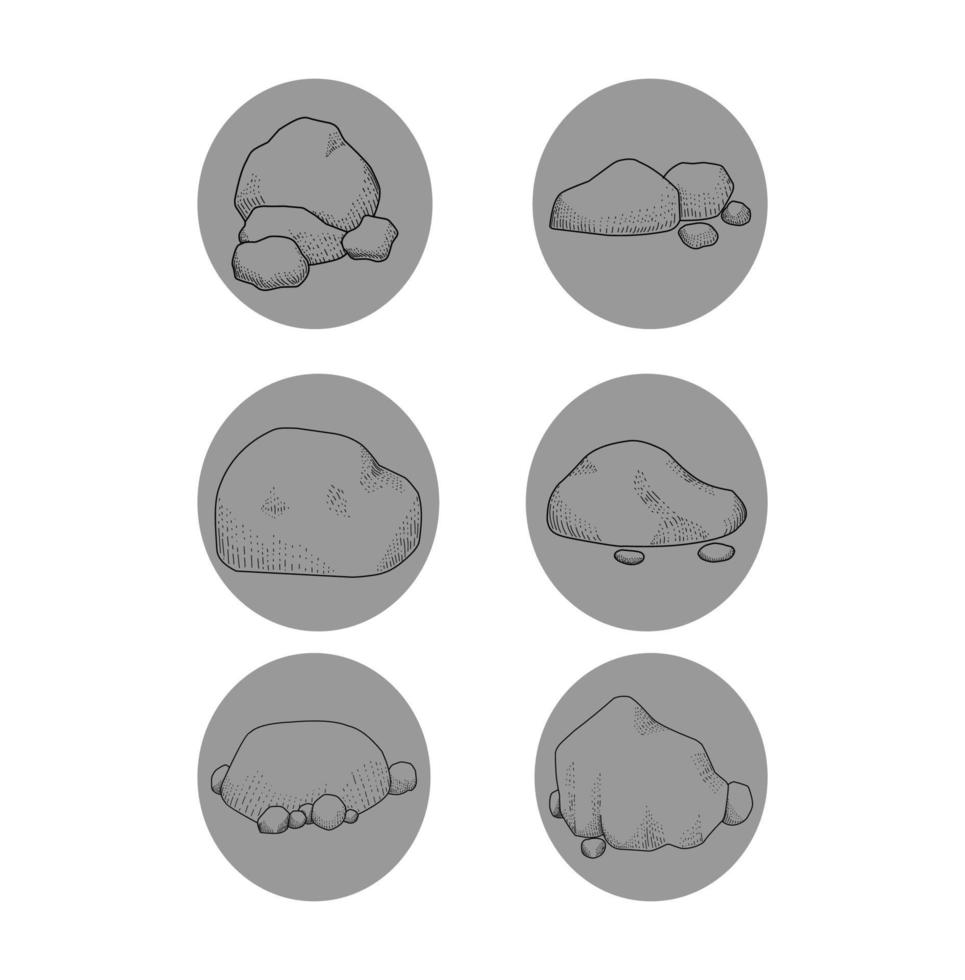 dibujo de conjunto de iconos de piedra dibujados a mano vector