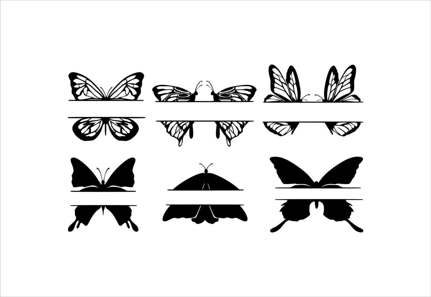 colección dividida de mariposas vector