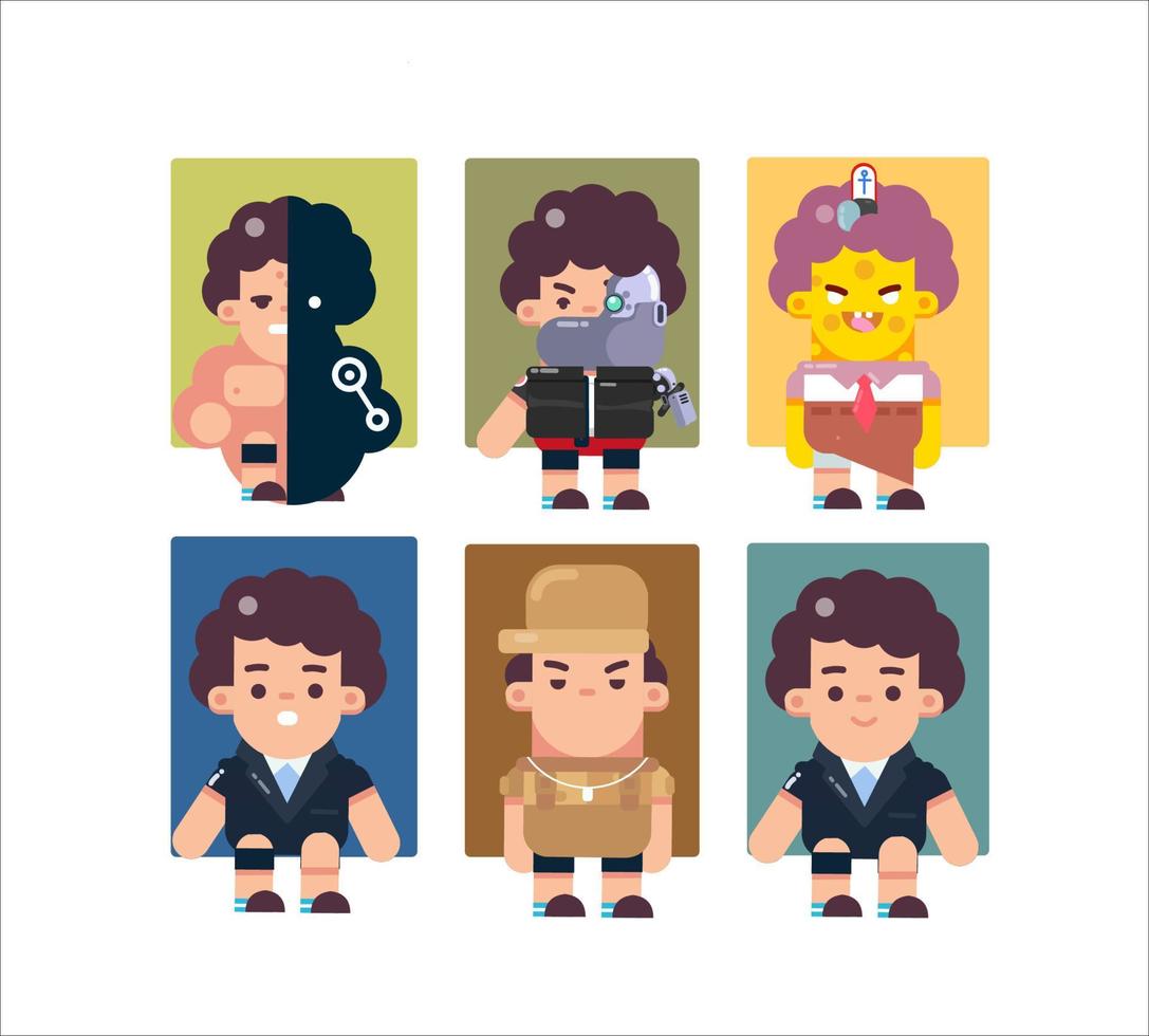 Set of Cute Boy Chibi Illustrations vector
