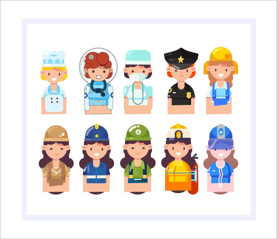 Set of a Flat Character Profession Job Woman vector