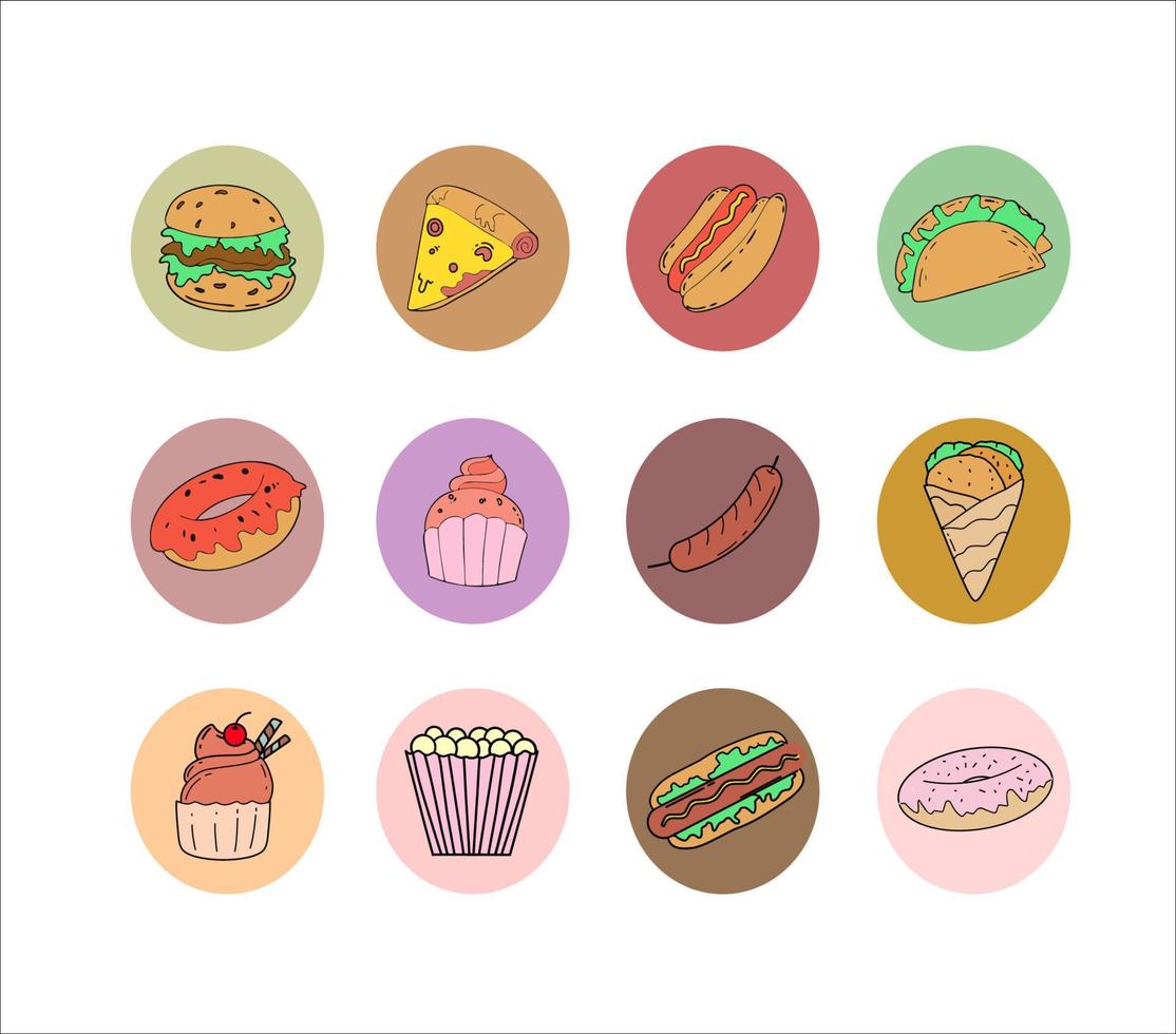 conjunto de iconos vector de comida rápida
