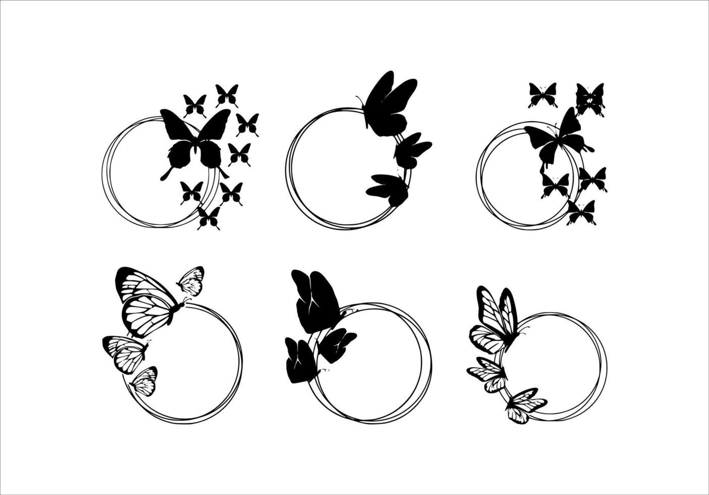 Round Frame Butterfly vector