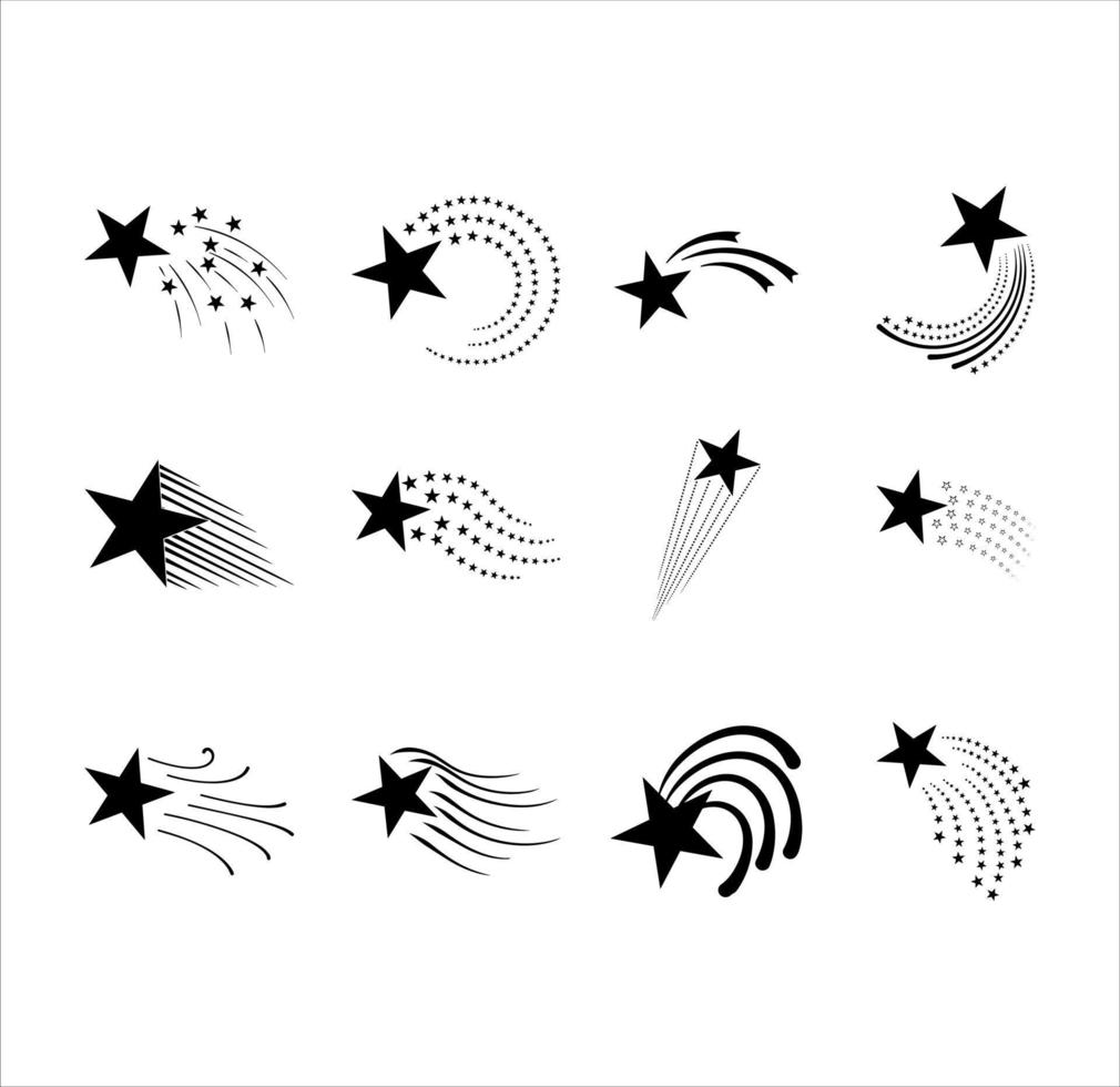 Collection of Falling Star in Sillhouette vector