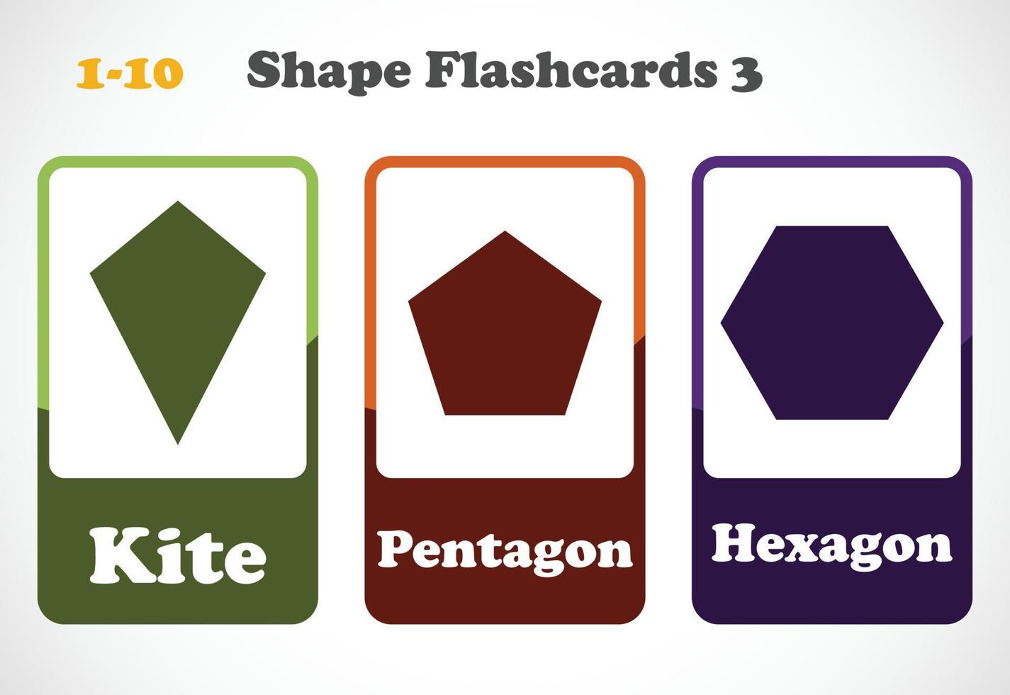 Geometric shapes flashcards for kids. Educational material for children. Learn The Shapes vector