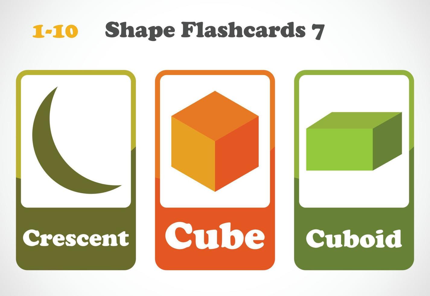 Geometric shapes flashcards for kids. Educational material for children. Learn The Shapes vector