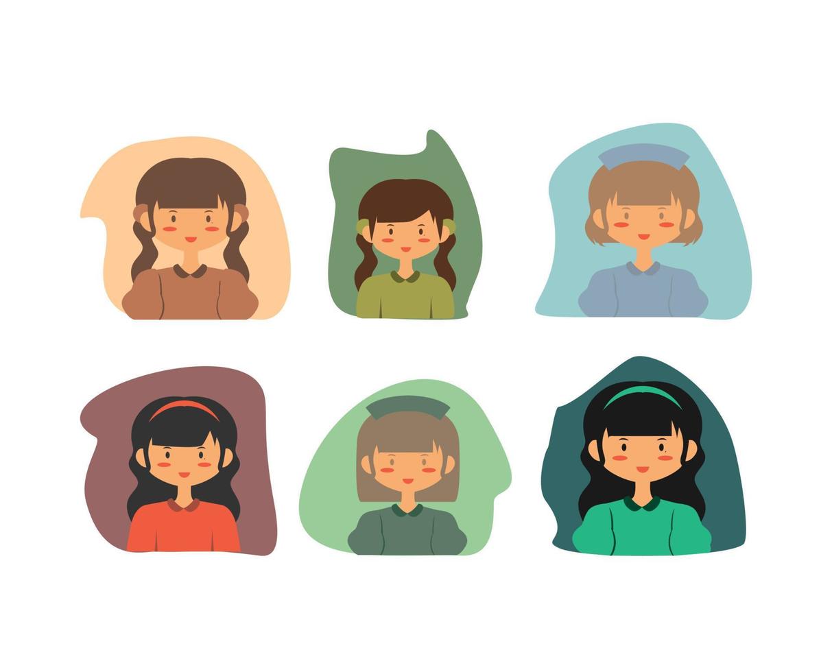 conjunto de perfil de iconos de niña vector