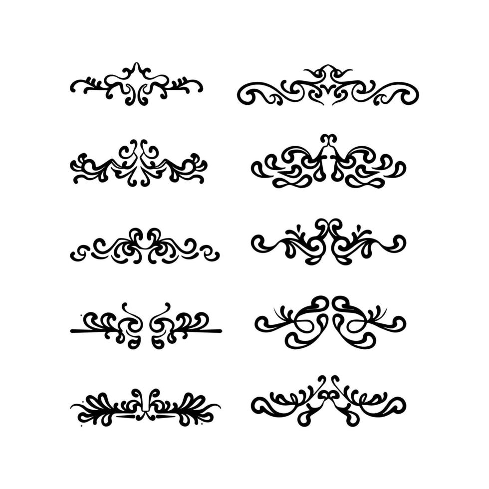 Set of Divider Ornament Black and White Illlustrations vector
