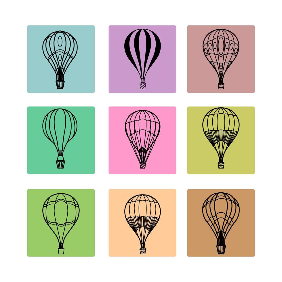 Hand-drawn Air Balloon with Background Color vector