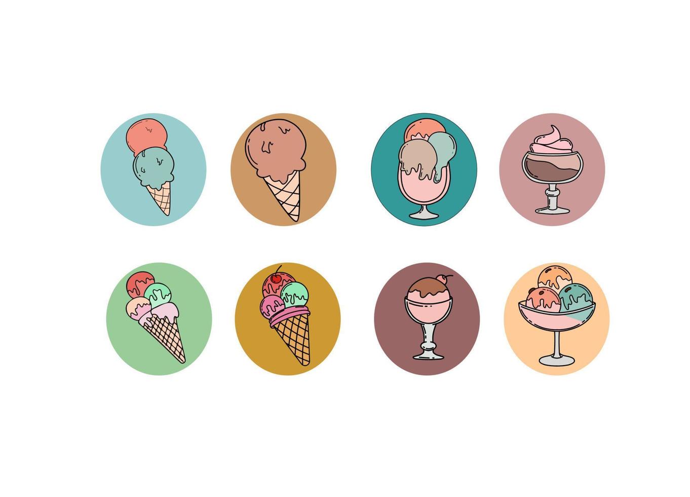 Icon Set Ice Cream Illustrations Element vector