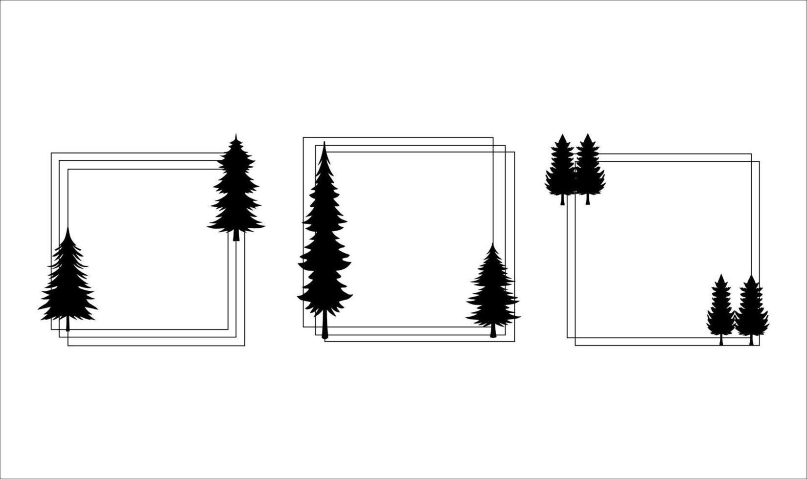 Frame Border with Pine Tree ins islhouette Collection vector