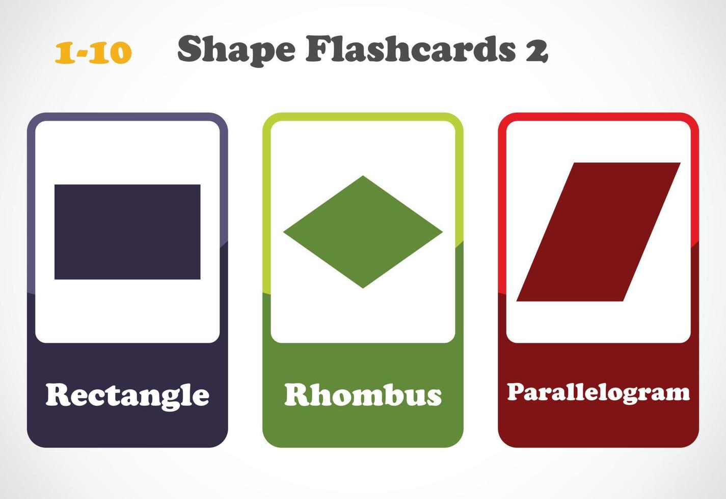 Geometric shapes flashcards for kids. Educational material for children. Learn The Shapes vector