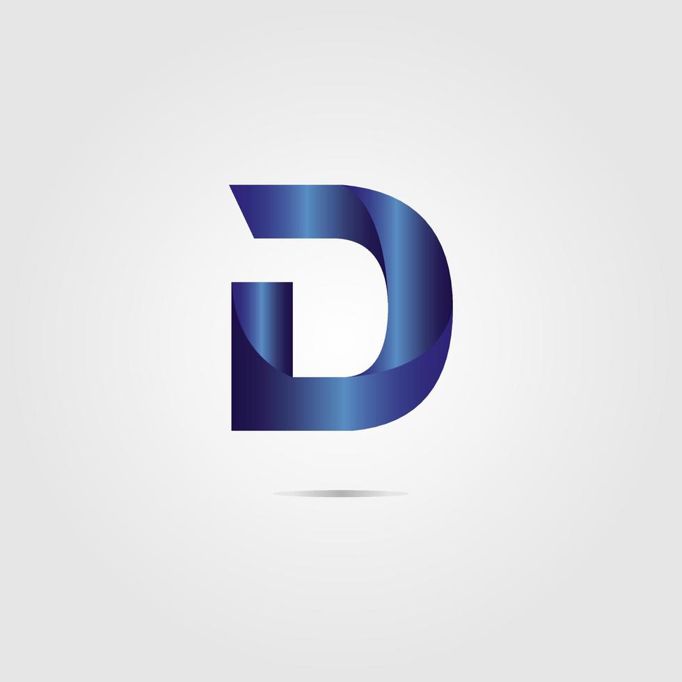 logotipo de letra d con número azul 3d vector