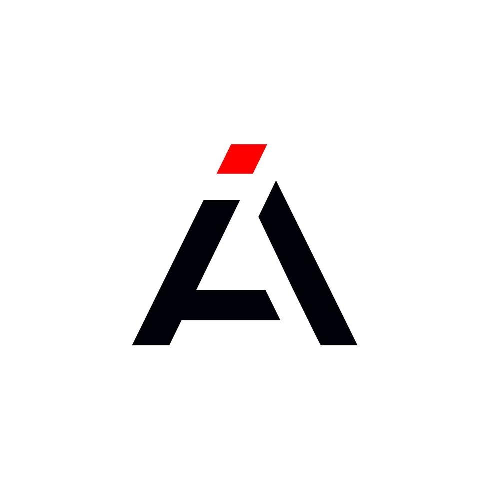 diseño de logotipo de letra ia con color blanco y rojo vector