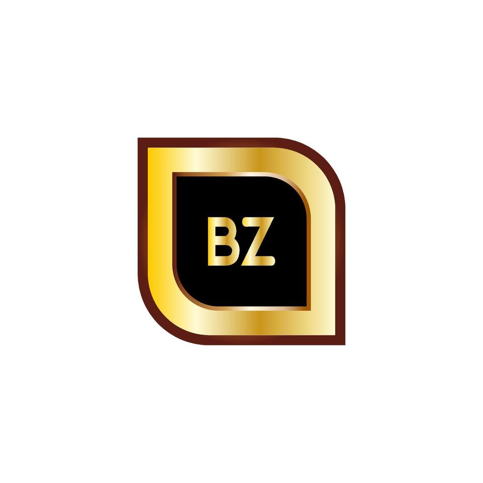 BZ letter circle logo design with gold color vector