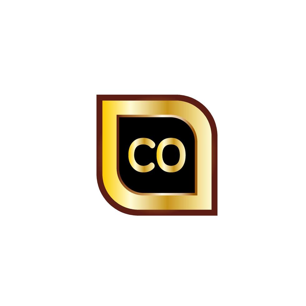 diseño de logotipo de círculo de letra co con color dorado vector