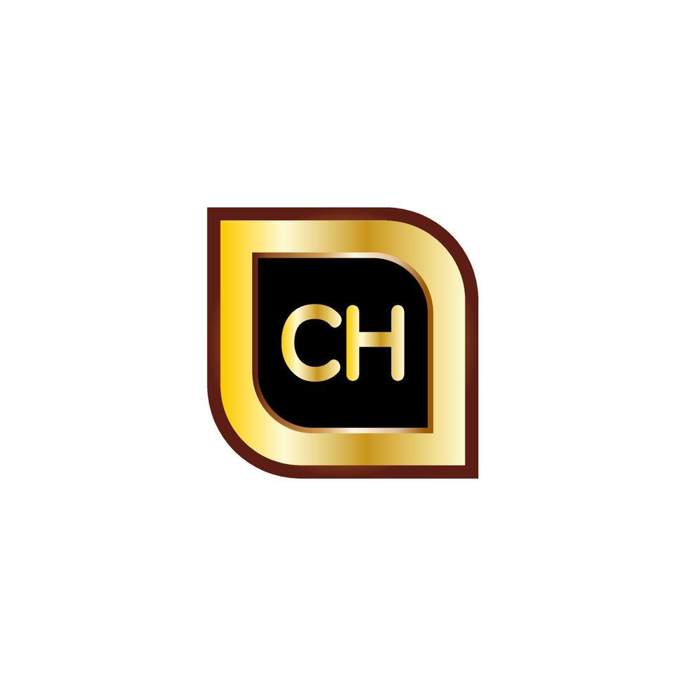 CH letter circle logo design with gold color vector