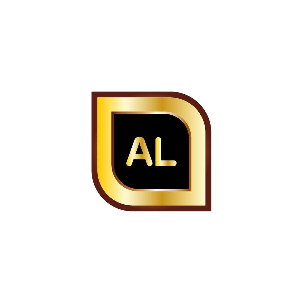 diseño de logotipo de círculo de letra al con color dorado vector