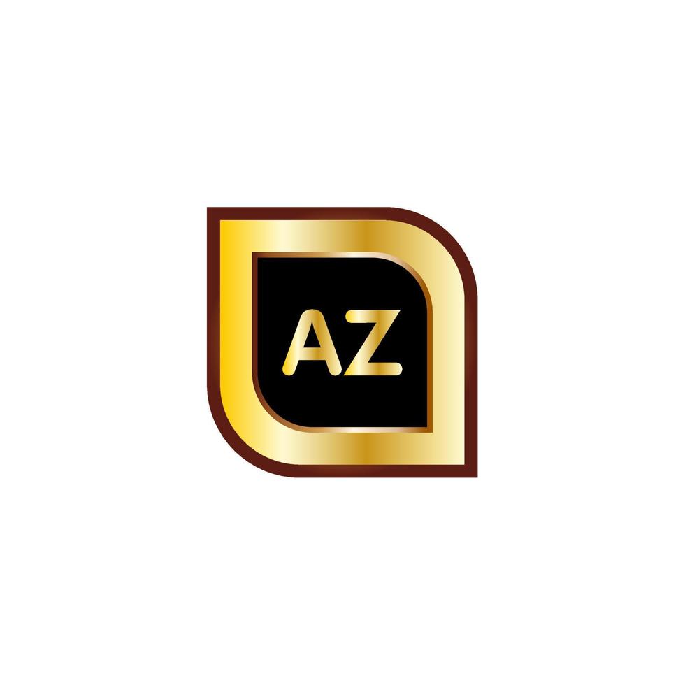 diseño de logotipo de círculo de letras az con color dorado vector