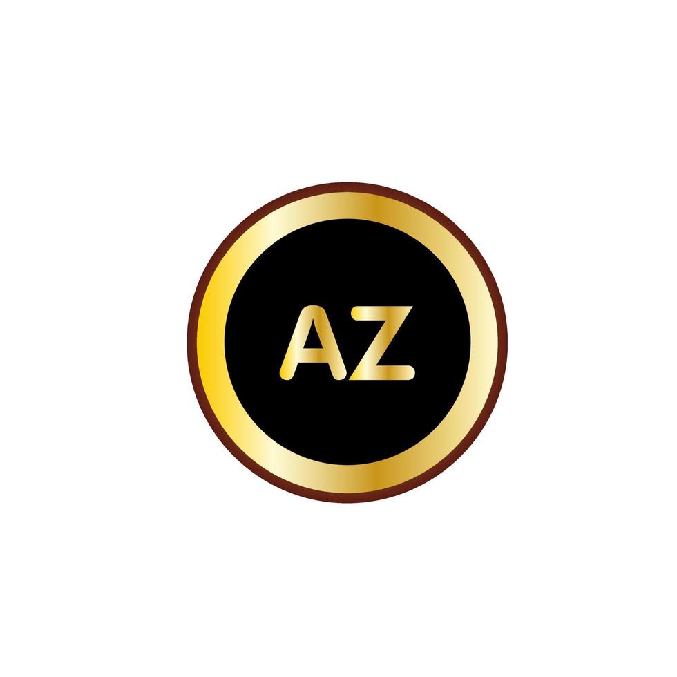 AZ letter circle logo design with gold color vector