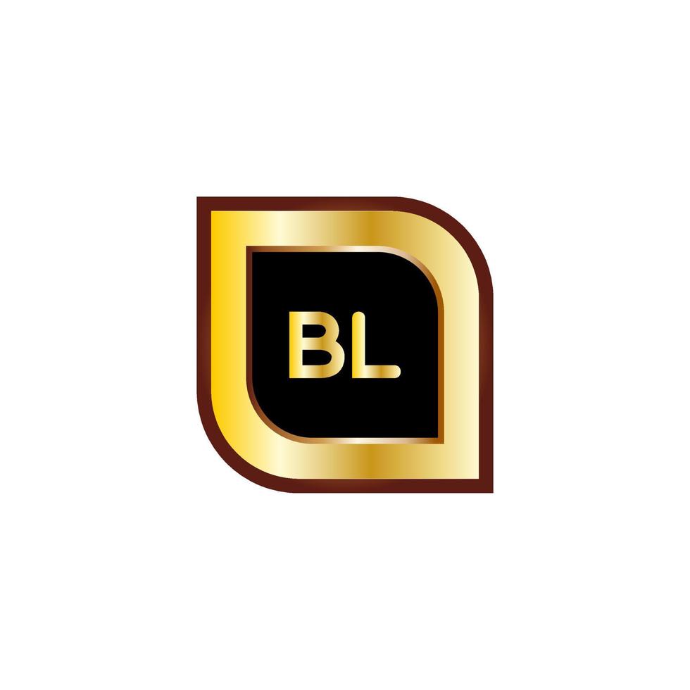 BL letter circle logo design with gold color vector