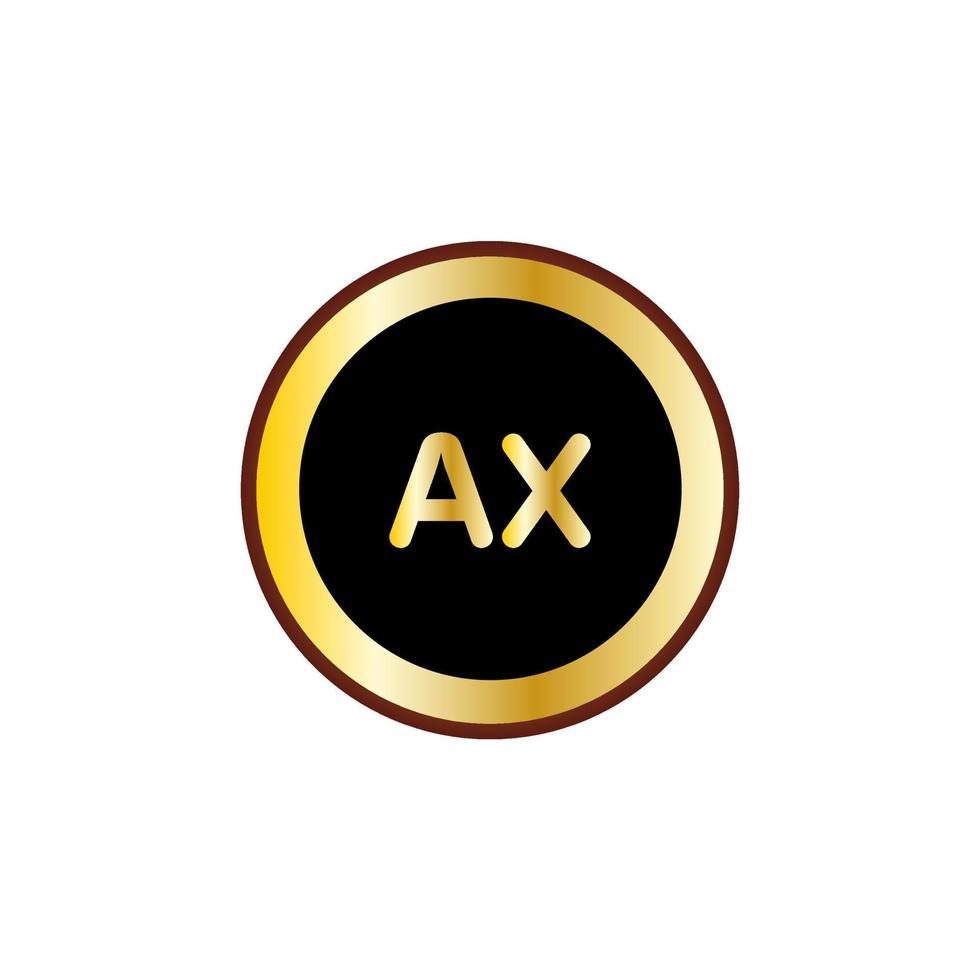 AX letter circle logo design with gold color vector