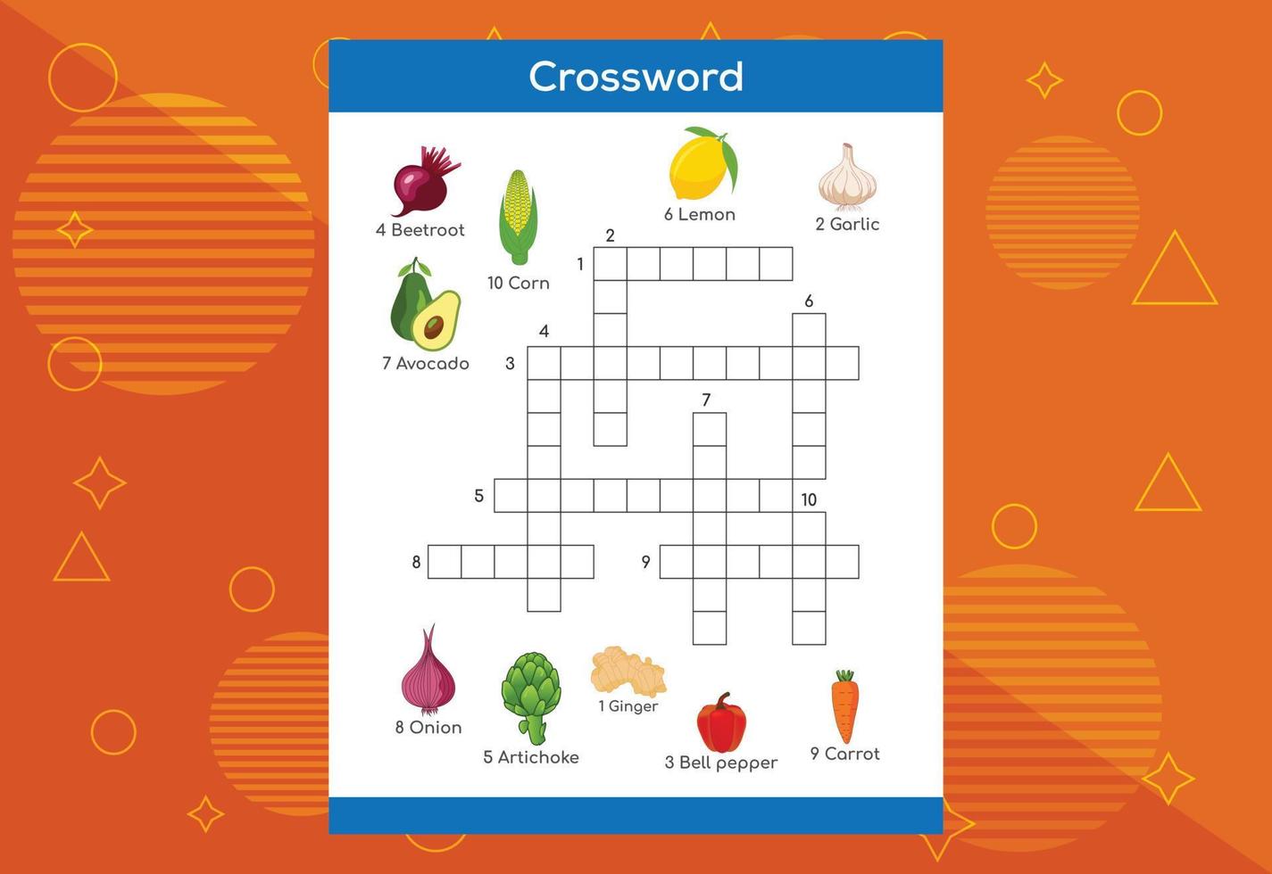 Crossword puzzle for kids. Educational game for children. worksheet for preschool kids vector