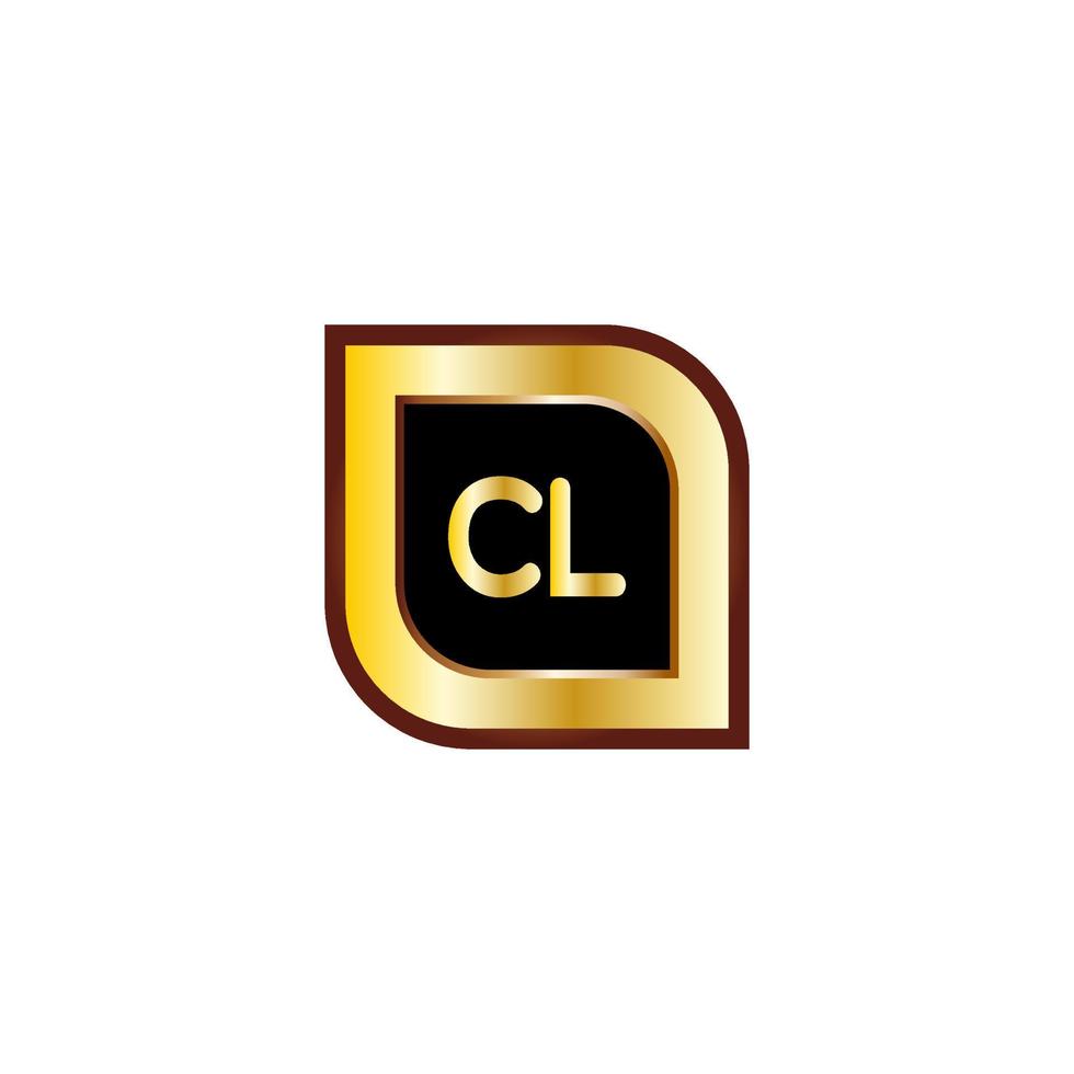 diseño de logotipo de círculo de letra cl con color dorado vector