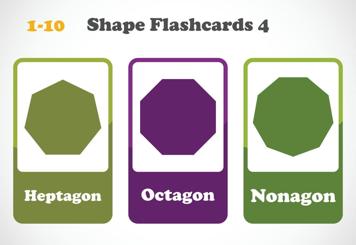 Geometric shapes flashcards for kids. Educational material for children. Learn The Shapes vector