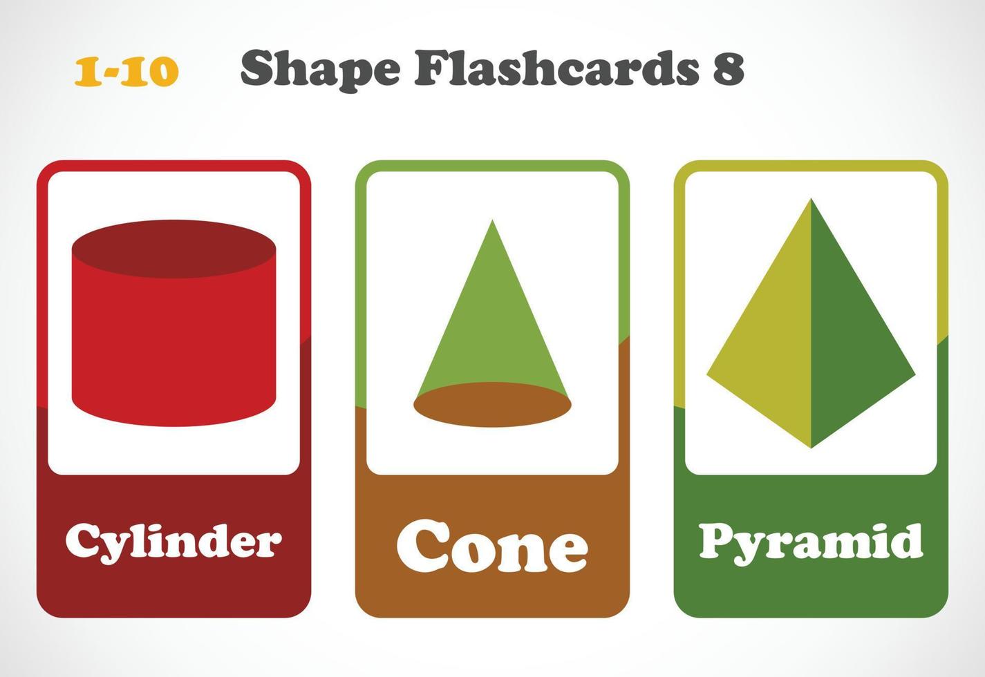 Geometric shapes flashcards for kids. Educational material for children. Learn The Shapes vector