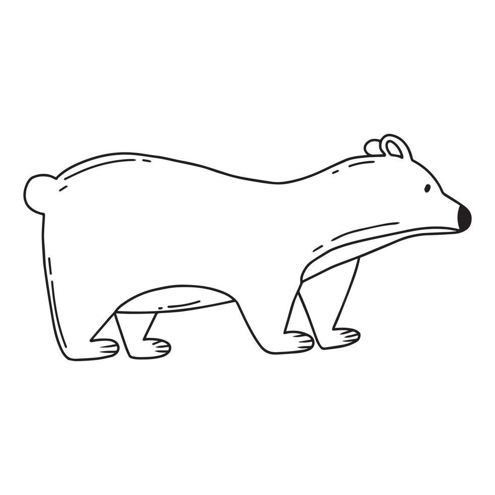 Polar bear illustration isolated on white background. Cute hand drawn polar bear in doodle style. Vector illustration